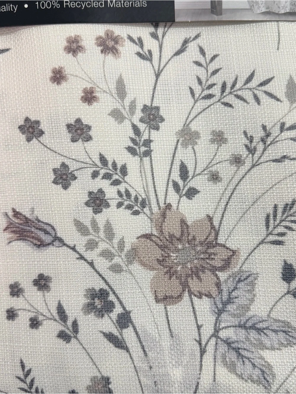 Lucky Brand Floral Printed Shower Curtain in Soft Taupe and Gray color 72x72